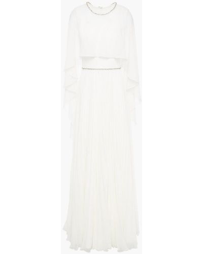 Jenny Packham Bloom Cape-back Embellished Chiffon Bridal Gown - White