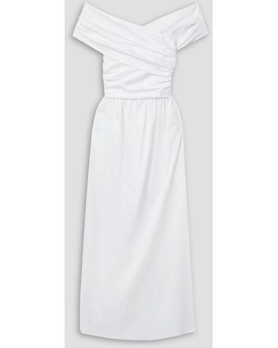 Altuzarra Corfu Off-the-shoulder Gathered Cotton-blend Poplin Maxi Dress - White
