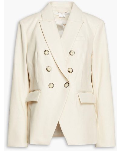 Veronica Beard Miller Dickey Double-breasted Faux Leather Blazer - Natural