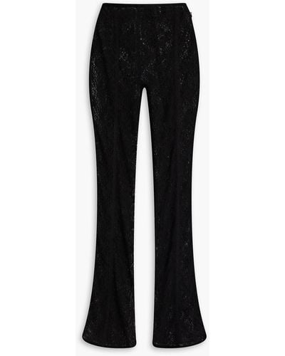Ganni Crocheted Lace Flared Trousers - Black