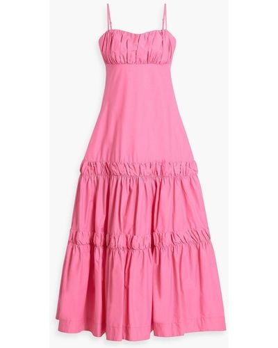 Nicholas Didi Gathered Cotton-poplin Maxi Dress - Pink