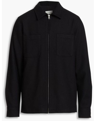 Sandro Brushed Wool-blend Felt Jacket - Black