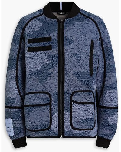 McQ Appliquéd Jacquard-knit Bomber Jacket - Blue