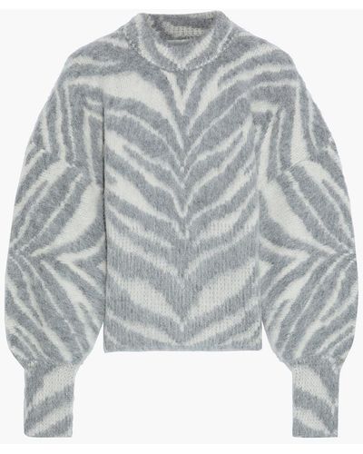 Zimmermann Ladybeetle Zebra-print Alpaca-blend Sweater - Gray