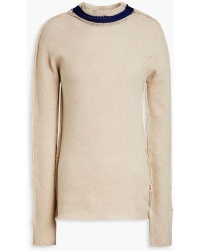 Marni Two-tone Cashmere And Wool-blend Sweater - Natural
