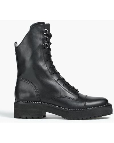 Sam Edelman Lenley Chain-trimmed Leather Combat Boots - Black