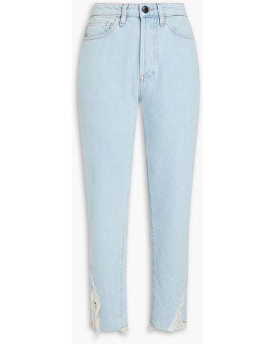 3x1 Higher Ground Cropped Frayed Mid-rise Boyfriend Jeans - Blue