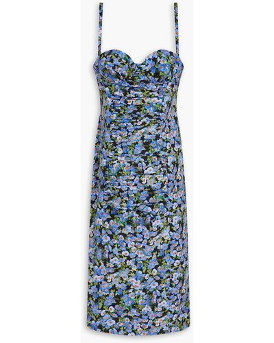 Carolina Herrera Floral-print Cotton-blend Dress - Blue