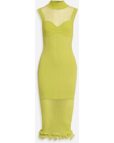 Hervé Léger Illusion Ruffle Midaxi Dress - Yellow