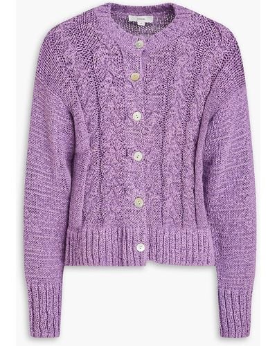 Vince Cable-knit Cotton-blend Cardigan - Purple