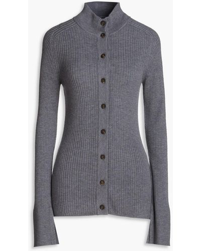 Loulou Studio Sormo Ribbed Wool And Cashmere-blend Cardigan - Grey