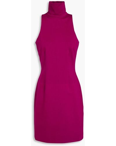 Sara Battaglia Jersey Turtleneck Mini Dress - Purple