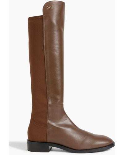 Stuart Weitzman Keelan Leather And Neoprene Knee Boots - Brown