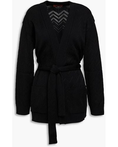 Missoni Crochet-knit Wool-blend Cardigan - Black