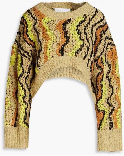 REMAIN Birger Christensen Cropped Jacquard-knit Sweater - Yellow