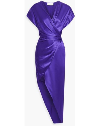 Michelle Mason Wrap-effect Silk-satin Maxi Dress - Purple