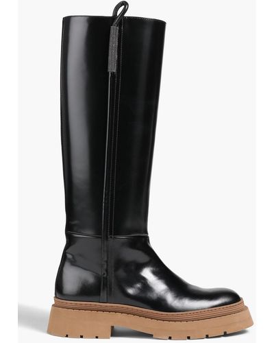 Brunello Cucinelli Leather Knee Boots - Black