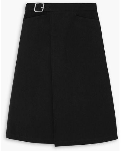 Jil Sander Buckled Cotton-poplin Wrap-effect Skirt - Black