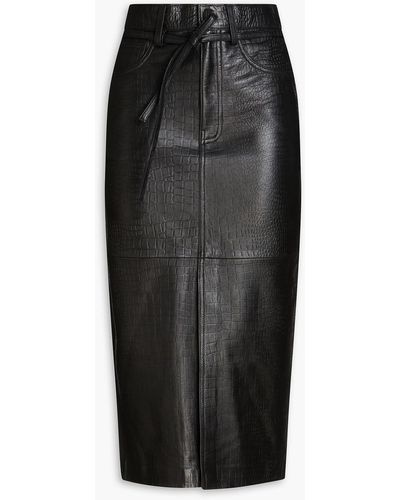 Day Birger et Mikkelsen Ben Croc-effect Leather Midi Skirt - Black