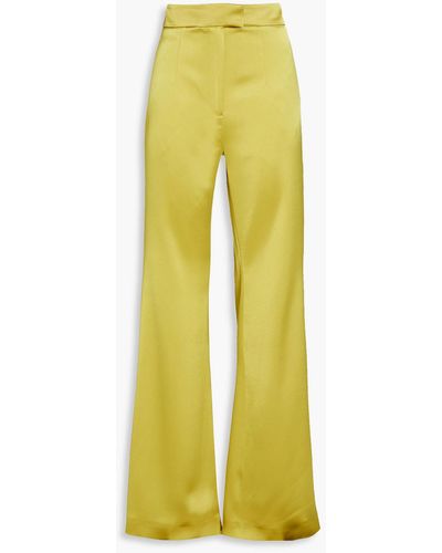 Galvan London Silk-charmeuse Wide-leg Trousers - Yellow
