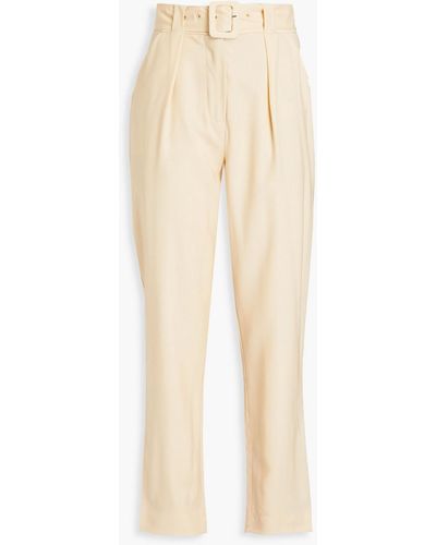 Envelope Pfeiffer Pleated Wool Tapered Trousers - Natural