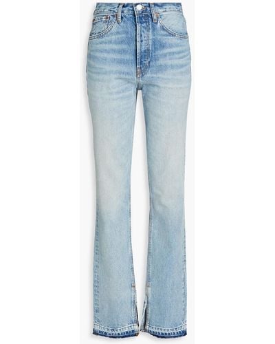 RE/DONE Halbhohe bootcut-jeans in distressed-optik - Blau