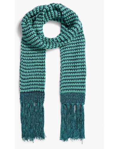 Missoni Fringed Crochet-knit Scarf - Green