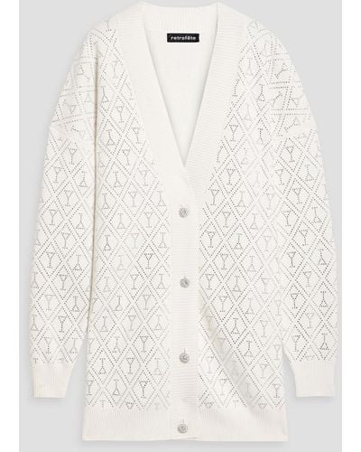 retroféte Crystal-embellished Cotton And Cashmere-blend Cardigan - Natural