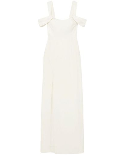 Halston Cold-shoulder Crepe Gown - White