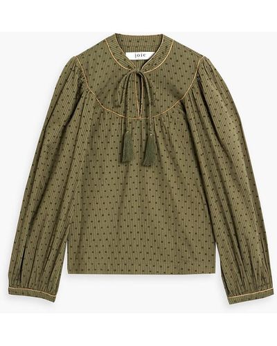 Joie Keena Striped Fil Coupé Cotton-jacquard Blouse - Green