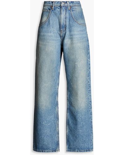 Victoria Beckham Acid-wash High-rise Wide-leg Jeans - Blue