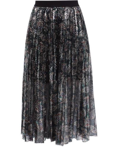 Maje Jilio Pleated Sequined Tulle Midi Skirt - Black