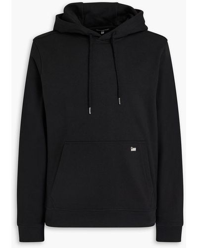 Woolrich Embroidered Organic French Cotton-blend Terry Hoodie - Black