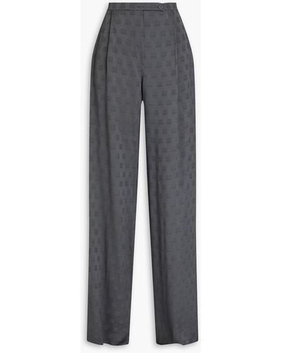 Emporio Armani Pleated Checked Jacquard Wide-leg Trousers - Grey