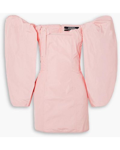Jacquemus Off-the-shoulder Gathered Taffeta Mini Dress - Pink