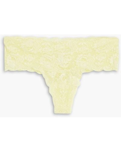 Cosabella Never Say Never Stretch-lace Mid-rise Thong - Yellow