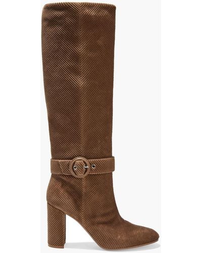Gianvito Rossi Lucas Buckle-embellished Corduroy Knee Boots - Brown