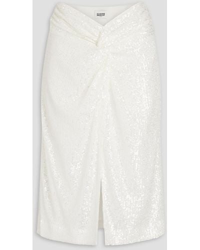 Claudie Pierlot Knotted Sequined Stretch-mesh Skirt - White