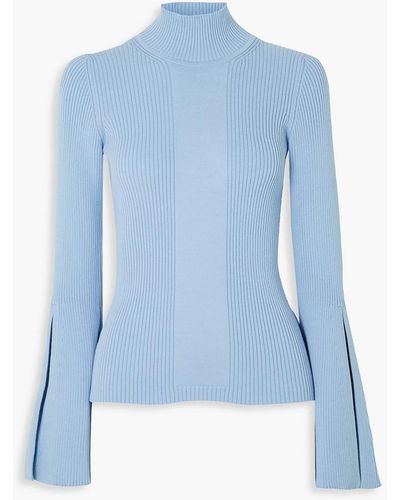 Safiyaa Cherine Ribbed-knit Turtleneck Sweater - Blue