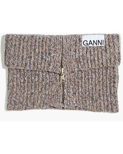 Ganni Mélange Ribbed Wool-blend Snood - Multicolor