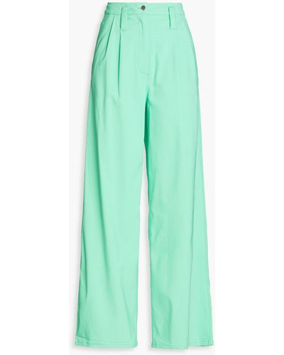 ROTATE BIRGER CHRISTENSEN Naya Stretch-twill Wide-leg Trousers - Green