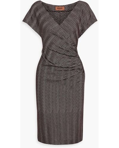 Missoni Wrap-effect Crochet-knit Wool-blend Dress - Brown