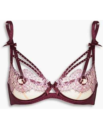 Agent Provocateur Agnese Tulle And Satin Underwired Balconette Bra - Multicolour