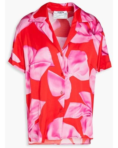 Vivetta Printed Satin-crepe Shirt - Red