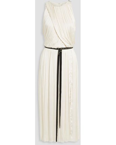 3.1 Phillip Lim Cutout Studded Wrap-effect Satin Midi Dress - Natural