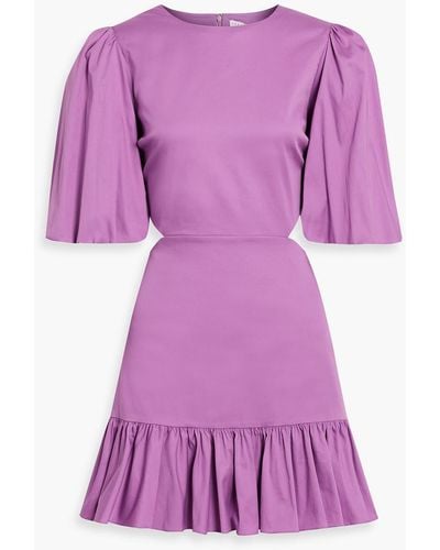 Veronica Beard Iker Cutout Ruffled Cotton-blend Poplin Mini Dress - Purple