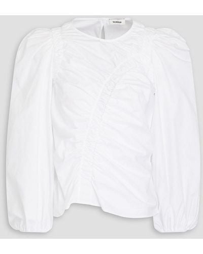 Sandro Geraffte bluse aus baumwollpopeline - Weiß