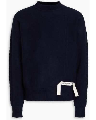 Jacquemus Appliquéd Knitted Turtleneck Sweater - Blue