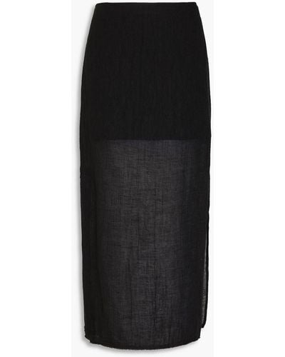 Loulou Studio Savo Cotton And Linen-blend Gauze Midi Skirt - Black