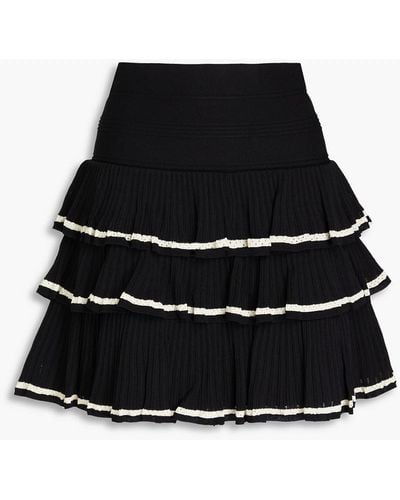 Sandro Tiered Ribbed-knit Mini Skirt - Black